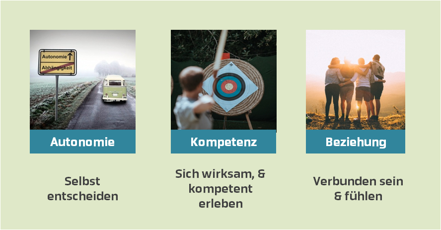 Die Grundbedürfnisse Autonomie, Beziehungen und Kompetenz