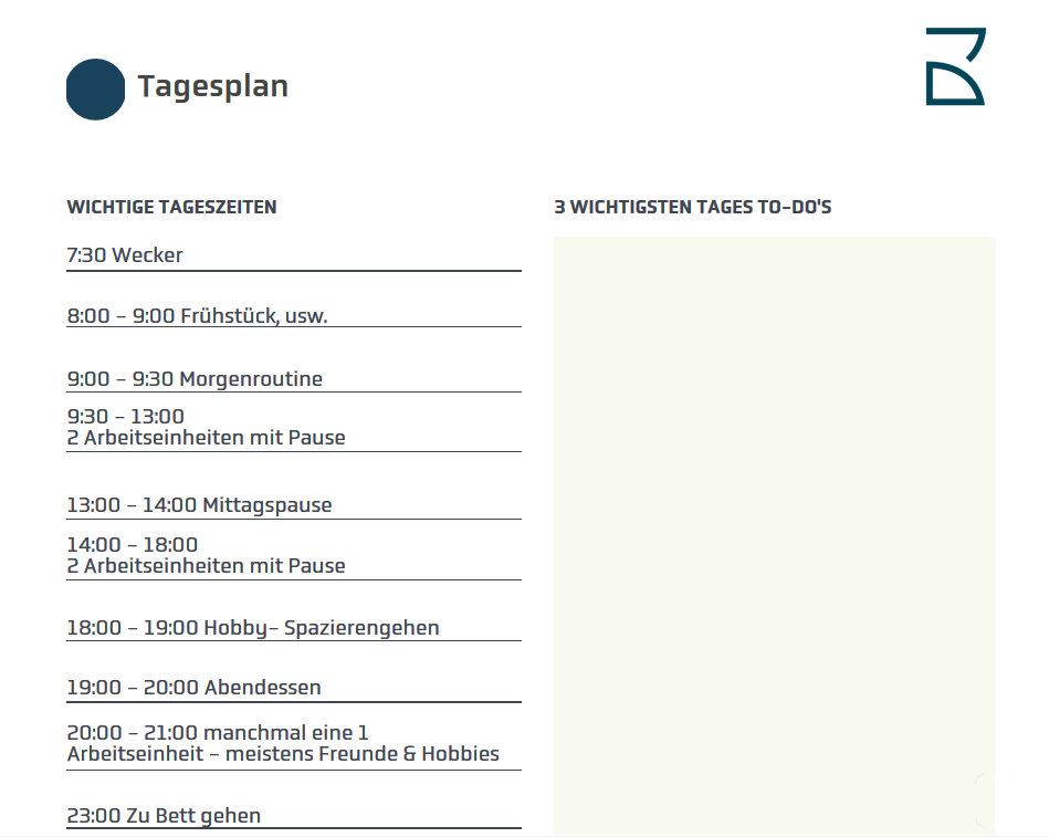 Struktur schaffen mit einem Tagesplan